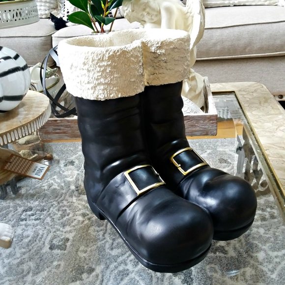NEW! FARMHOUSE Christmas LARGE Santa BOOTS DECOR - Picture 3 of 6